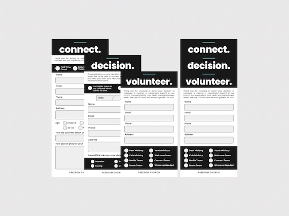 Church Connection Cards Template: Modern Stackable Design (Canva Editable, Digital Download)