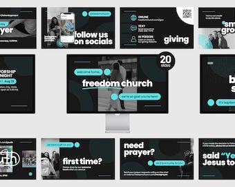 Modern Church Presentation Slide Templates, Sunday Pre-Service Slides, Urban Church Announcement Slides, Church Visuals (Digital Download)
