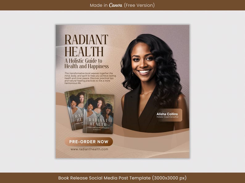 Modern Book Release Social Media Flyer, Editable DIY Book Flyer Template, Health & Wellness Book Promotion, Aesthetic Book Flyer