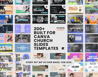 Church Presentation Slides Savers Bundle, Sunday Pre-Service Slides, Church Event Announcement Slides (Canva Editable, Digital Download)