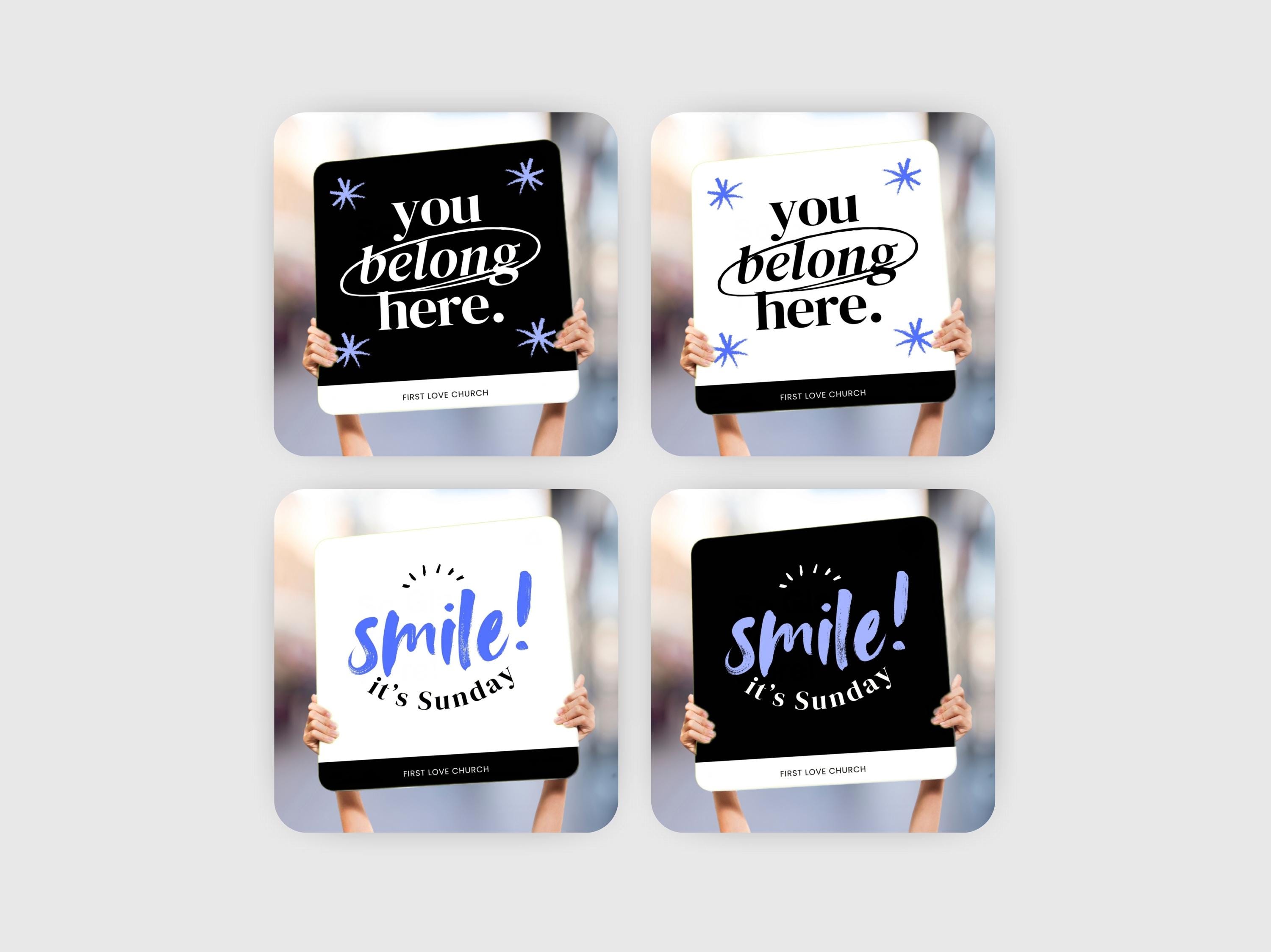 15 Modern Church Welcome Signs, Sunday Pop Signs, Handheld Greeting ...