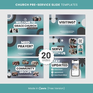 20 Gradient Modern Church Announcement Slides Canva Templates,Church Presentation Slides, Sunday Service Loop Slides,Welcome Church Graphics