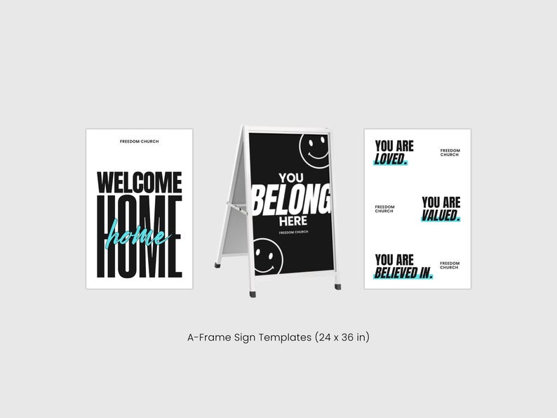 Modern Church A-frame Signs Canva Templates, New Church Parking Signs ...