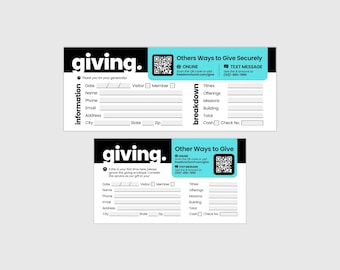 Modern Church Giving Envelopes, Tithes & Offerings Template (Canva Editable, Digital Download)