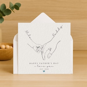 Carte de fête des pères personnalisée empreinte de main | Souvenir unique pour papa, cadeau attentionné pour grand-père, 1er souvenir de la fête des pères