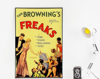 Póster de la película Freaks - Póster vintage en lienzo - Decoración de pared - Regalo artístico