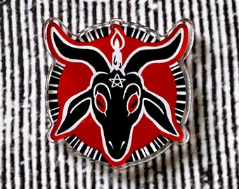 Baphomet acrylic PIN - Halloween goat head badge, Black Phillip, Lucifer, Satan, dark, devil, goth, magic, witchy