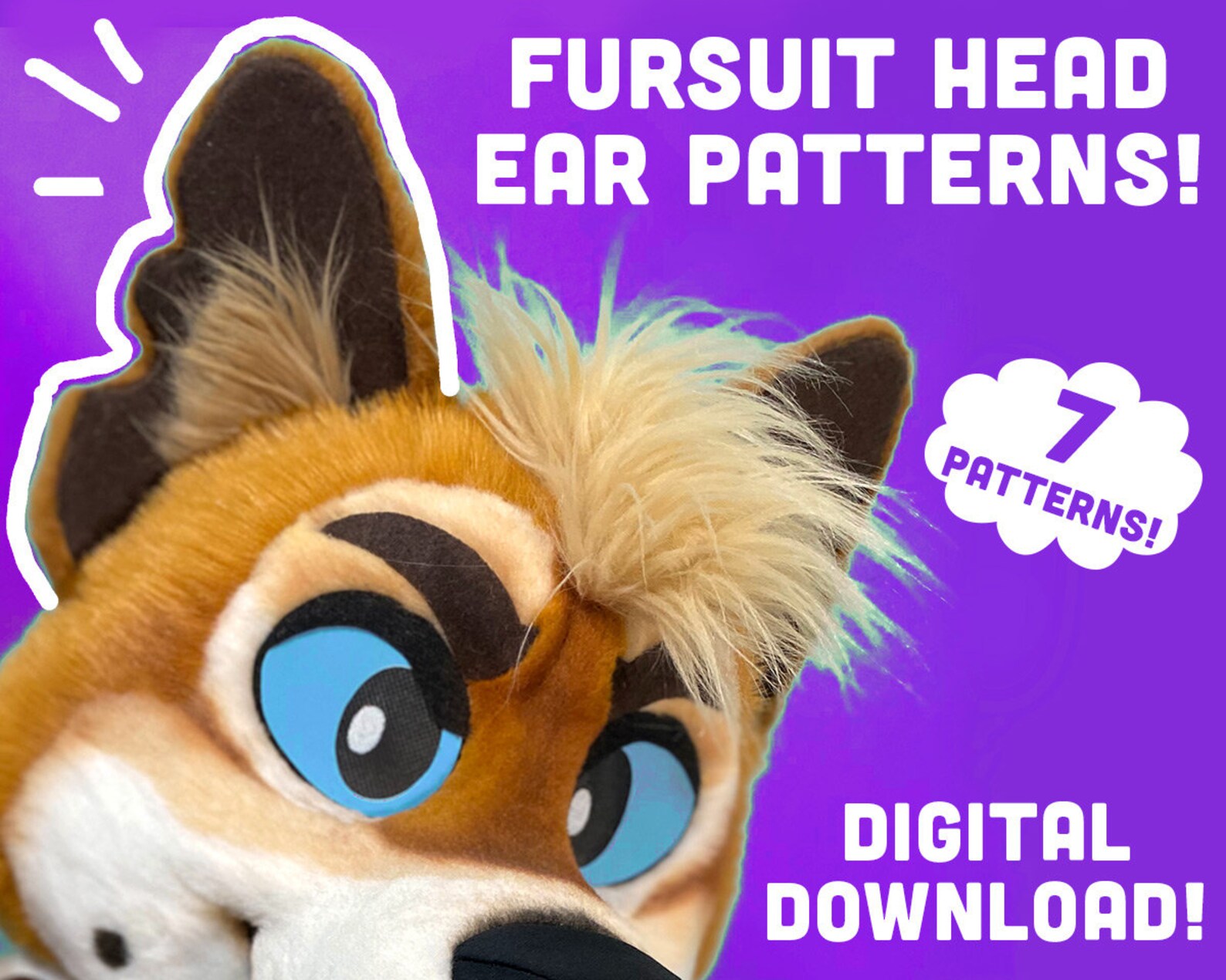 7 Fursuit Head EAR Pattern DIY PDF Digital Download Template Etsy