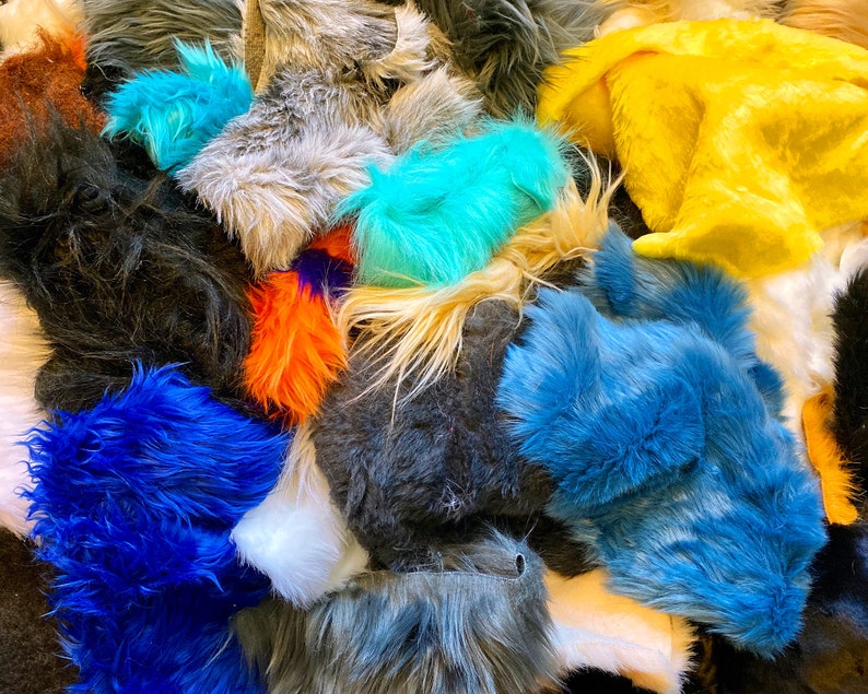 1 POUND Faux Fake Fur Fabric Craft Scraps Surprise Selection Etsy
