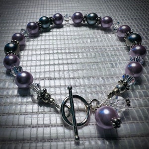 Lavender and gray Austrian crystal bracelet