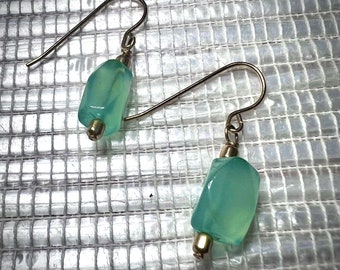 Green Chalcedony Earrings – Gold Filled, Everyday Elegance