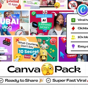 YouTube thumbnail templates, Canva designs, clickbait thumbnails, viral potential, creator tools, premium templates.
