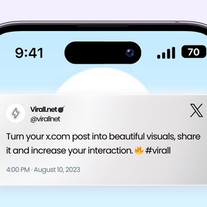 May include: A smartphone screen displaying a notification from Virall.net, a social media platform. The notification encourages users to turn their x.com posts into visuals, share them, and increase interaction. The notification includes a fire emoji and the hashtag #virall. The notification is dated August 10, 2023, at 4:00 PM.