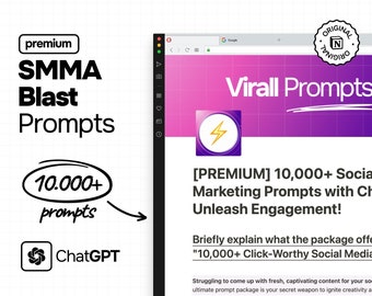 SMMA Success Kit: 10000+ Notion Prompts for Social Media Mastery, ChatGPT/Gemini/Claude Compatible, Boost Your SMMA