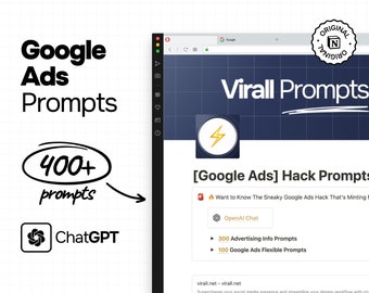 Google Ads Prompt Pack, Notion Template, Craft Killer Ads w/ AI Prompts, Easy Notion Google Ads Boost Your SERPs, ChatGPT Prompts