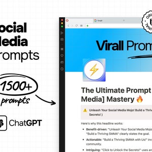 1500+ socialmedia-prompts, klaar voor ChatGPT, begripsvriendelijk. Sociale media vragen om virale inhoud