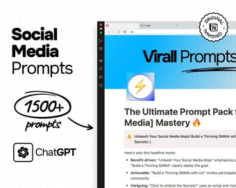 1500+ Social Media Prompts, ChatGPT Ready, Notion-Friendly. Social Media Prompts for Viral Content