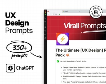 UX Design Prompts for ChatGPT, Notion-Ready, Boost Your Workflow ChatGPT UX Design Prompts, 350+ Notion Pack