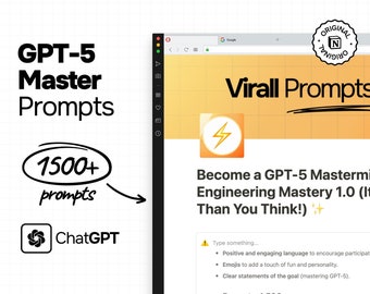 GPT-5 Prompt Dominator, 1500+ Clickbait Templates ChatGPT Prompts for Pros, Easy Notion Integration AI Content, 1500+ SERP-Focused Prompts