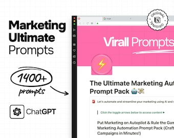 Marketing Template Pack, Easy Notion Prompts, ChatGPT Genius  Boost Your Marketing, Notion AI Prompts, Ultimate Guide, Marketing Prompts