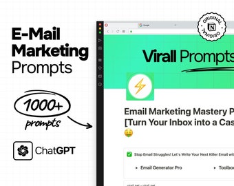 E-mail Marketing Mastery: ChatGPT Prompts, Notion Ready Blast Your E-mail CTR  1000+ ChatGPT Prompts, Notion E-mail Open Rates on Fire?