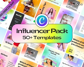 Viral Canva Influencer Templates, Creator Must-Have, Boost Your IG Engagement, Stunning Designs, Content Ideas + Motivation, Easy Go Viral