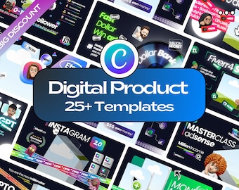 Editable Digital Product Creator, Boost E-Book Sales, 10X Sales, Canva Mock-up, 50+ Viral Templates for IG, Etsy and Udemy, Lead Magnet