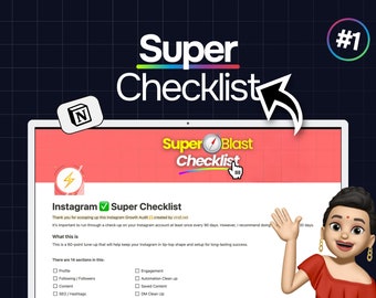 Go Viral on Instagram: Ultimate SUPER CHECKLIST, Notion-Ready, 100% Original, Simple & Effective, Instant Download