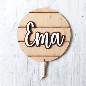 Custom Wooden Round Name Sign, Personalized Wood Name Sign, Nursery Sign, Baby Sign, Birthday Gift, Baby Shower Wooden Gift, Door Sign