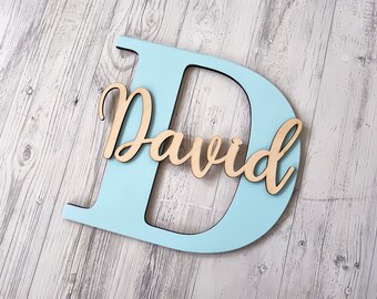 Letrero personalizado para la habitación del bebé: Monograma de madera, decoración para la habitación infantil.