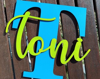 Letrero de madera personalizado con nombre: Decoración para guardería, Arte de pared para habitación infantil