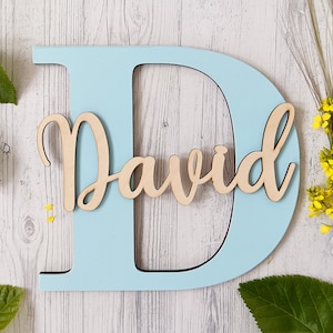Signo de nombre personalizado de la guardería, placa de nombre, decoración de la habitación de los niños, decoración del hogar de madera, signo de la puerta, signo de la letra del monograma de madera, signo del bebé