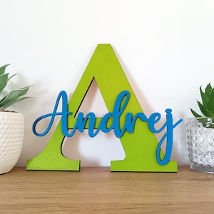 Letrero de madera personalizado con ENVÍO GRATIS, letrero con nombre personalizado con letra mayúscula, letrero con nombre para guardería, letrero personalizado para bebé, letra con monograma, regalo para bebé