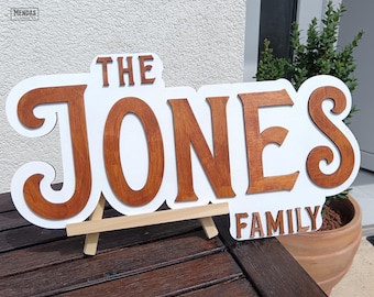 3D Family Name Wood Sign: Custom Home Decor