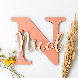 Carta decorativa con nombre en madera, personalizada con el nombre que quieras, letrero con nombre en madera, letrero con monograma personalizado, letrero para habitación de niños, regalo para bebé