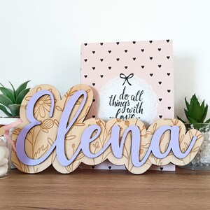 Letrero de madera para habitación infantil con diseño floral, letrero con nombre personalizado, letrero con nombre para guardería, regalo para baby shower, decoración de habitación infantil, ENVÍO GRATIS