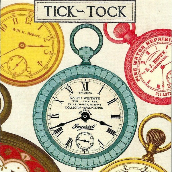 Pocket Watch Tick Tock Mini Pocket Purse Notebook by Cavallini, Blank Lined Notebook, Travel, Diary, List Notebook PSS 5722