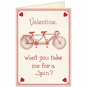 Valentine Bicycle for Two Greeting Card de Cavallini "Won't You Take Me for a Spin" à Mail ou pour Framing, Collage, Paper Arts PSS 4222