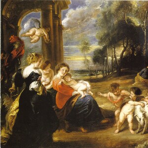 Art religieux Sainte famille avec des saints par Rubens à encadrer ou pour papier Arts PSS 2250