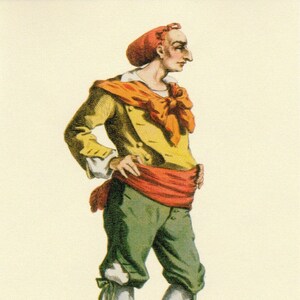 Italienischer Commedia dell'Arte Meo-Patacca Fotodruck zum Einrahmen oder Verwenden in Papierkunst, Collage, Scrapbooking und Bastelprojekten PSS 4885