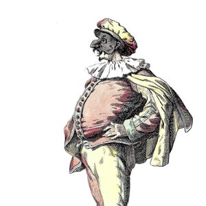 Italian Commedia dell&#39;Arte Pulcinella Print to Frame or use in Paper Arts, Collage, Junk Journals, Scrapbook and Craft Projects PSS 5914