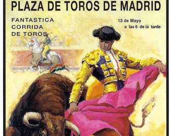 Vintage Bullfighter Finito de Cordoba Poster Postcard Plaza de Toros de Madrid to Mail, Frame or for Journal, Collage, Scrapbooking PSS 5250