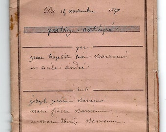 1850 French Partage Document, Antique Legal Document, French Calligraphy, Vintage Ephemera Script & Collage Pages PSS 4366
