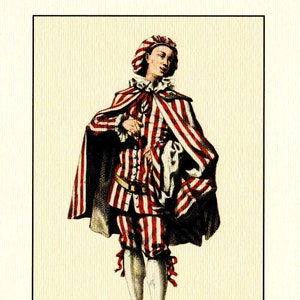Italienischer Commedia dell'Arte Mezzetin Fotodruck zum Einrahmen oder Verwenden in Papierkunst, Collage, Scrapbooking und Bastelprojekten PSS 4786