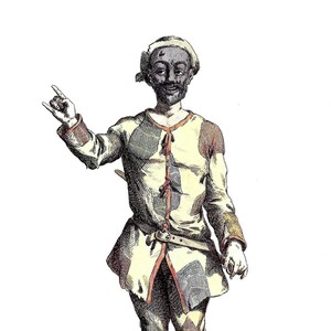 Impression de la Commedia dell'Arte Harlequino italienne à encadrer ou à utiliser dans l'art du papier, le collage, les journaux indésirables, le scrapbooking et les projets d'artisanat PSS 5915