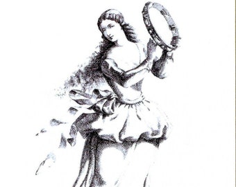 Italian Commedia dell'Arte La Ballerina Black & White Photographic Print to Frame or use in Paper Arts, Collage, Scrapbooking PSS 5121