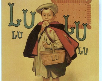 LuLu Biscuits Vintage French Advertising Poster Instant Download Digital Collage Sheet to Frame or for Paper Arts, Collage PSS 3929