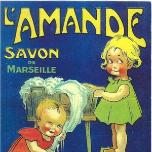L'Amande Savon de Marseille 1900 Vintage French Poster Instant Download Digital Collage Sheet to Frame or for Paper Arts, Collage PSS 3777