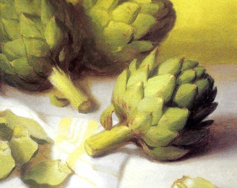 Artichokes Still Life by Elizabeth Brandon for Vintage Cook's Illustrated Magazine Cover to Frame or for Paper Arts PSS 5316