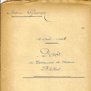 August 18, 1908 French Notary Legal Document Cover Page, 1 Page Vintage French Calligraphy, Antique French Script Document Page PSS 5129
